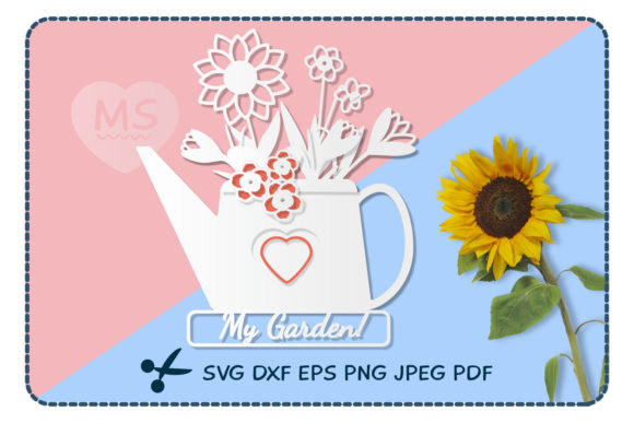 3G Watering Can Floral Paper Cut SVG: A 3D SVG for Paper Flowers That Brings Spring to Your Content