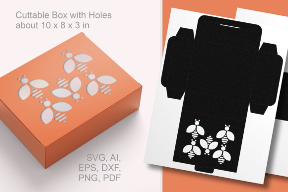 5 Bees Windows Rectangular Box Template: A 3D SVG for Festive Branding & Packaging Design