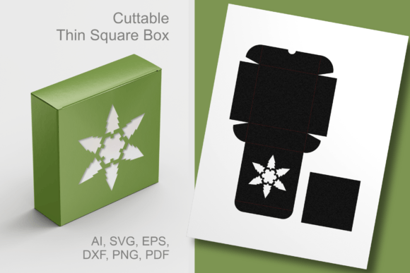 6 Point Star Window Square Box Template: 3D SVG Gift Boxes