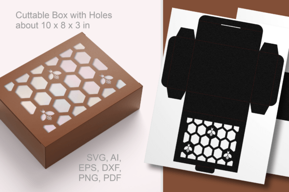 Bees N Honeycombs Rectangular Favor Box – 3D SVG Shape for Festive Party Packaging