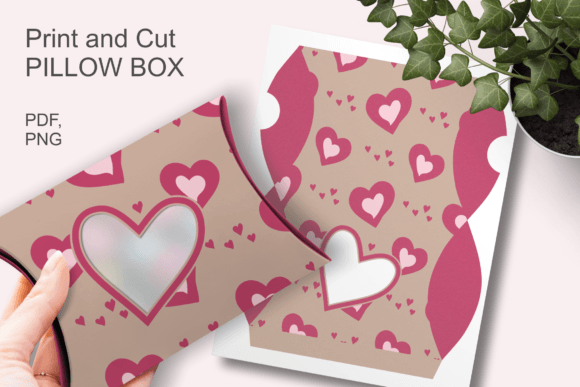Beige Valentine Hearts Window Pillow Box 3D SVG for Valentine S Day