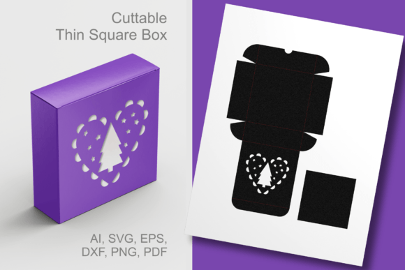 Christmas Tree in a Heart Square Box 3D SVG for Festive Digital Products