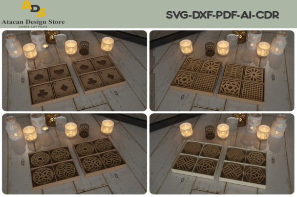 Coaster Bundle with Divider Box Template: 3D SVG Shapes