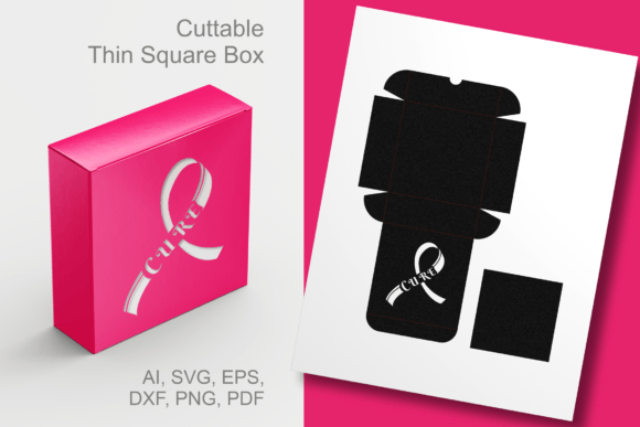 CURE Cancer Awareness Ribbon Square Box 3D SVG Review