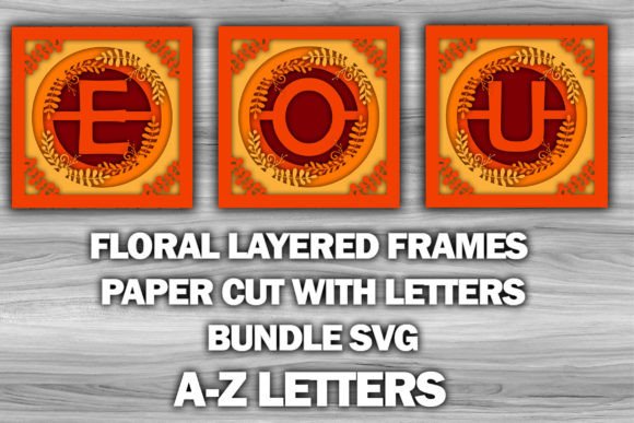 Floral Frames Letter Paper Cut Bundle: 3D SVG & Shadow Boxes