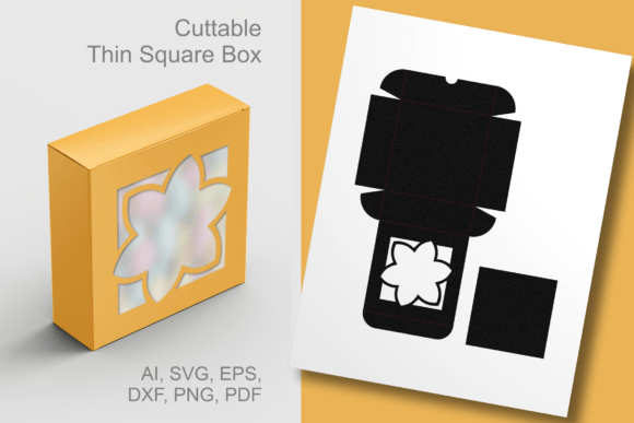 Flower N Square Window Square Card Box: A 3D SVG Shape for Elegant Brand Packaging and Social Media Visuals