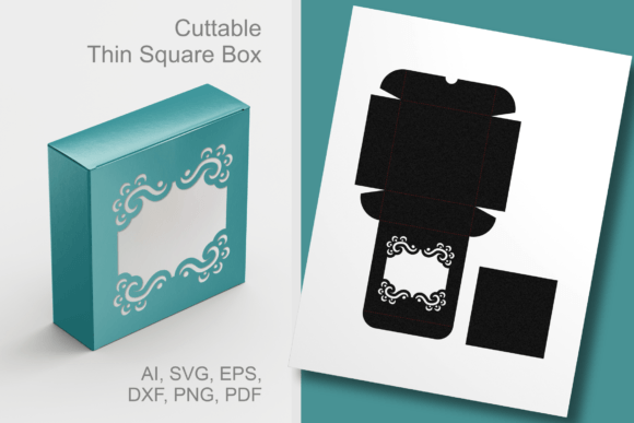 Frilly Window Thin Square Box Template: 3D SVG Gift Boxes