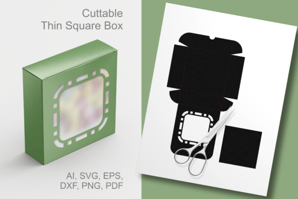Geometric Border Window Square Gift Box 3D SVG