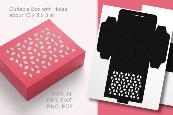 Geometric Holes Rectangular Box Template: 3D SVG Gift Boxes for Modern Brand Packaging
