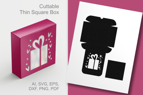 Gift Shape Window Thin Square Favor Box 3D SVG Review