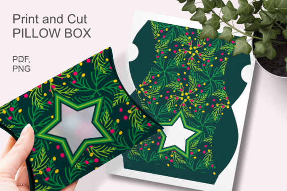 Green Christmas Star Window Pillow Box – Festive 3D SVG for Gift Boxes