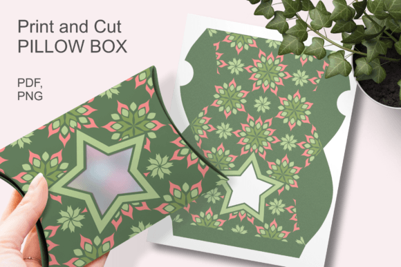Green Festive Star Window Pillow Box – 3D SVG Gift Boxes with Seasonal Charm