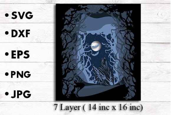 Halloween Layer SVG for 3D Shadow Boxes & Commercial Design