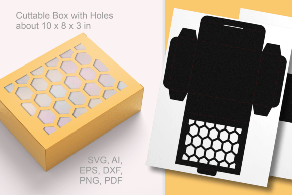 Honeycomb Holes Rectangular Box Template – 3D SVG Gift Boxes with Decorative Appeal