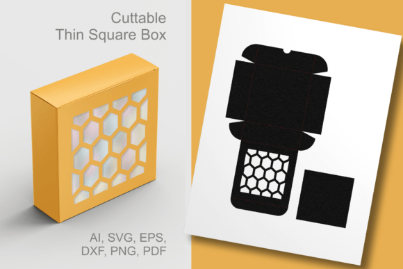 Honeycomb Holes Square Gift Box Template Review