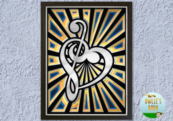 Layered Bass Treble Keys Heart: A 3D SVG Shadow Box for Musical Visual Storytelling
