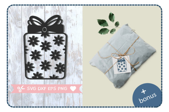 Packaging Elegance: Present Box with Bows and Flower 3D SVG for Real Brand Impact