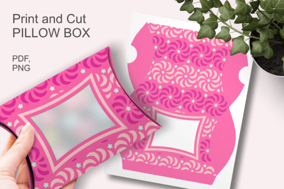 Pink Swirls Patterned Window Pillow Box – A 3D SVG Gift Boxes Design for Festive Packaging