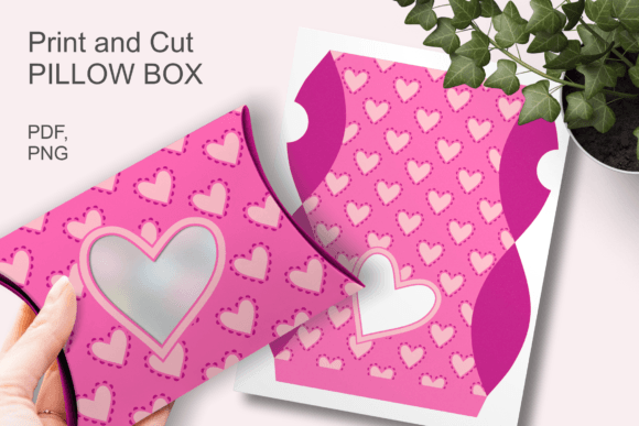 Pink Valentine Hearts Window Pillow Box: A 3D SVG Gift Boxes Design for Romantic, Playful Branding