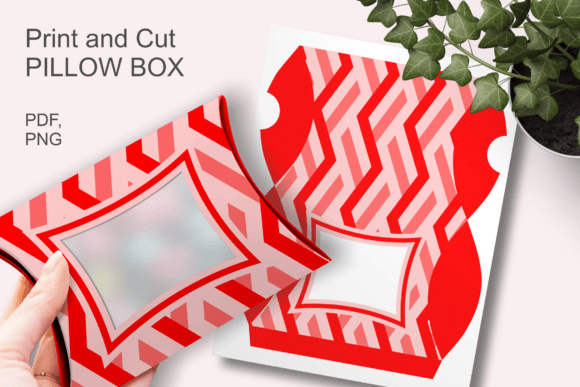 Red Geometric Pattern Window Pillow Box – A Bold 3D SVG for Gift Boxes and Creative Packaging