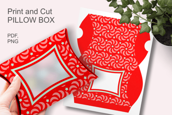 Red Swirls Patterned Window Pillow Box: A Festive 3D SVG for Gift Boxes That Elevates Local Branding