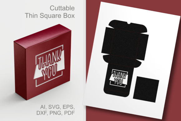 Smooth Tall Thank You Square Gift Box 3D SVG