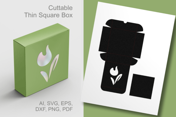 Spring Tulip Window Thin Square Gift Box: A 3D SVG Design for Seasonal Branding and Visual Storytelling