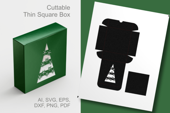 Striped X-mas Tree Thin Square Gift Box 3D SVG Review