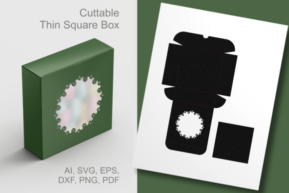 Tiny Ornaments Round Window Square Box 3D SVG for Gift Boxes