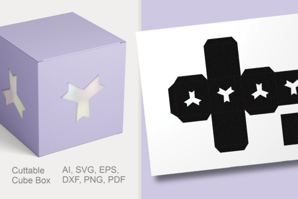 Trefoil Chevrons Cube Favor Box Template – 3D SVG for Gift Packaging Designs