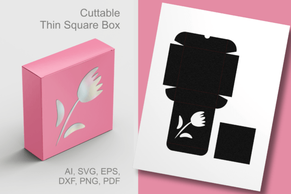 Tulip in Corner Window Thin Square Box: A Versatile 3D SVG for Seasonal Crafts & Handmade Packaging