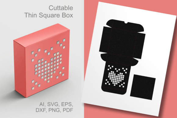 Ugly Sweater Heart Motif Square Box 3D SVG for Festive Product Packaging