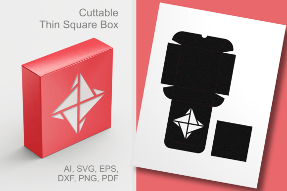 Winter Diamond Window Thin Square Box 3D SVG